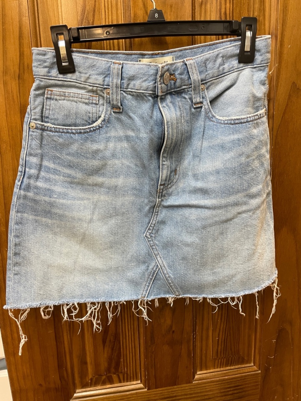 Madewell Light Blue Denim Mini Skirt with Frayed Hem